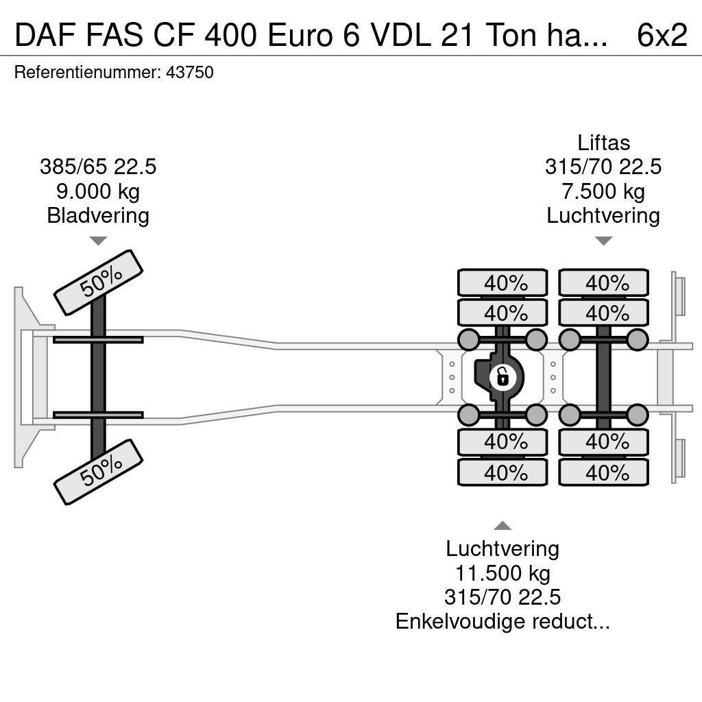 DAF FAS CF 400 Euro 6 VDL 21 Ton haakarmsysteem Konksliftveokid