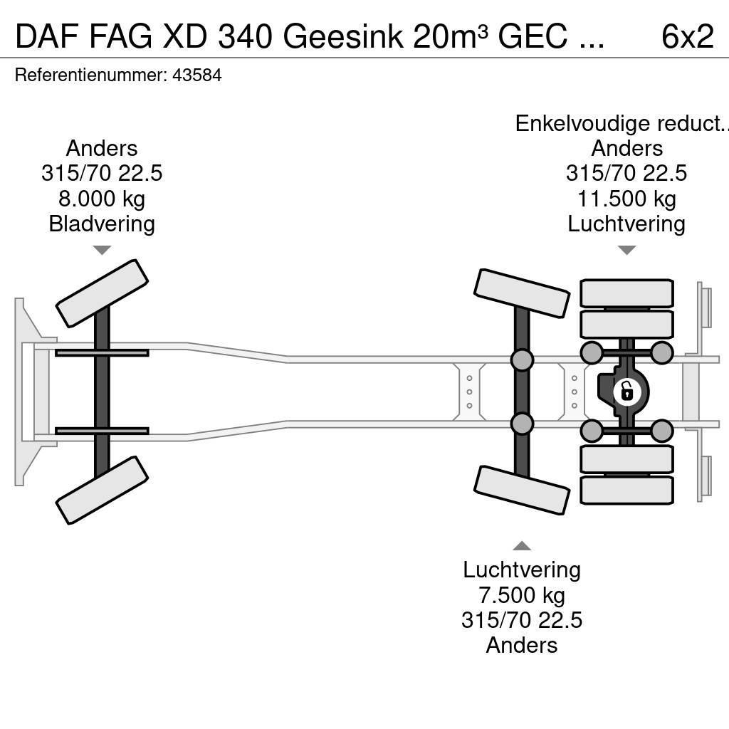 DAF FAG XD 340 Geesink 20m³ GEC Welvaarts weegsysteem Prügiautod
