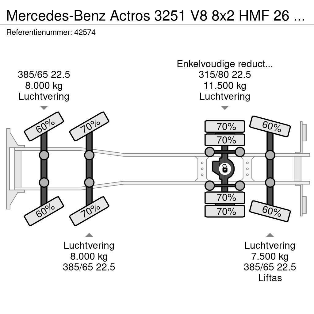 Mercedes-Benz Actros 3251 V8 8x2 HMF 26 Tonmeter laadkraan bouwj Konksliftveokid