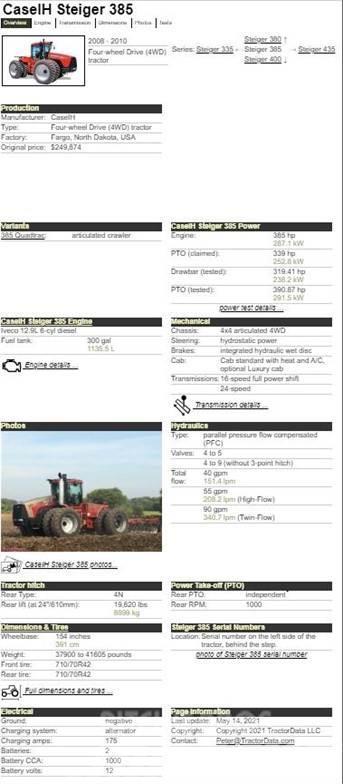 Case IH STEIGER 385 HD Traktorid