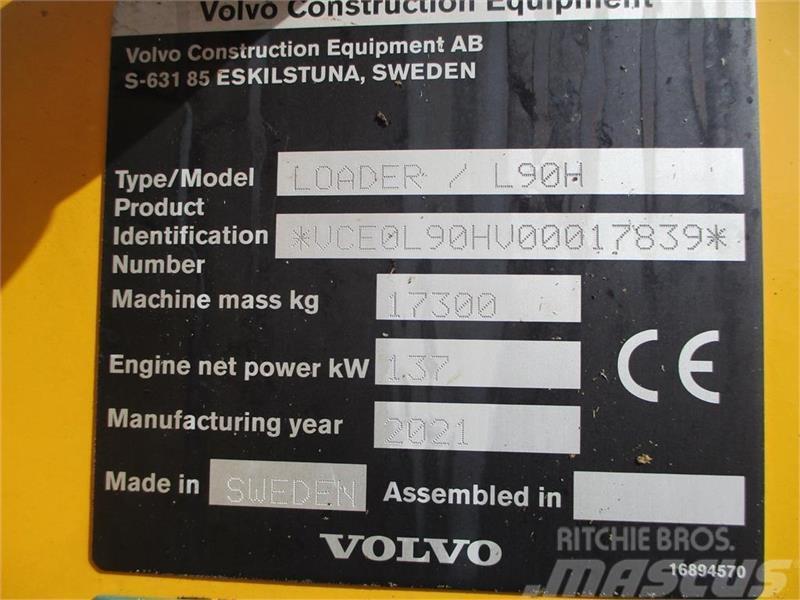 Volvo L 90 H Årg 9.2021, CDC, BSS, DK-Maskine med fuld V Rataslaadurid