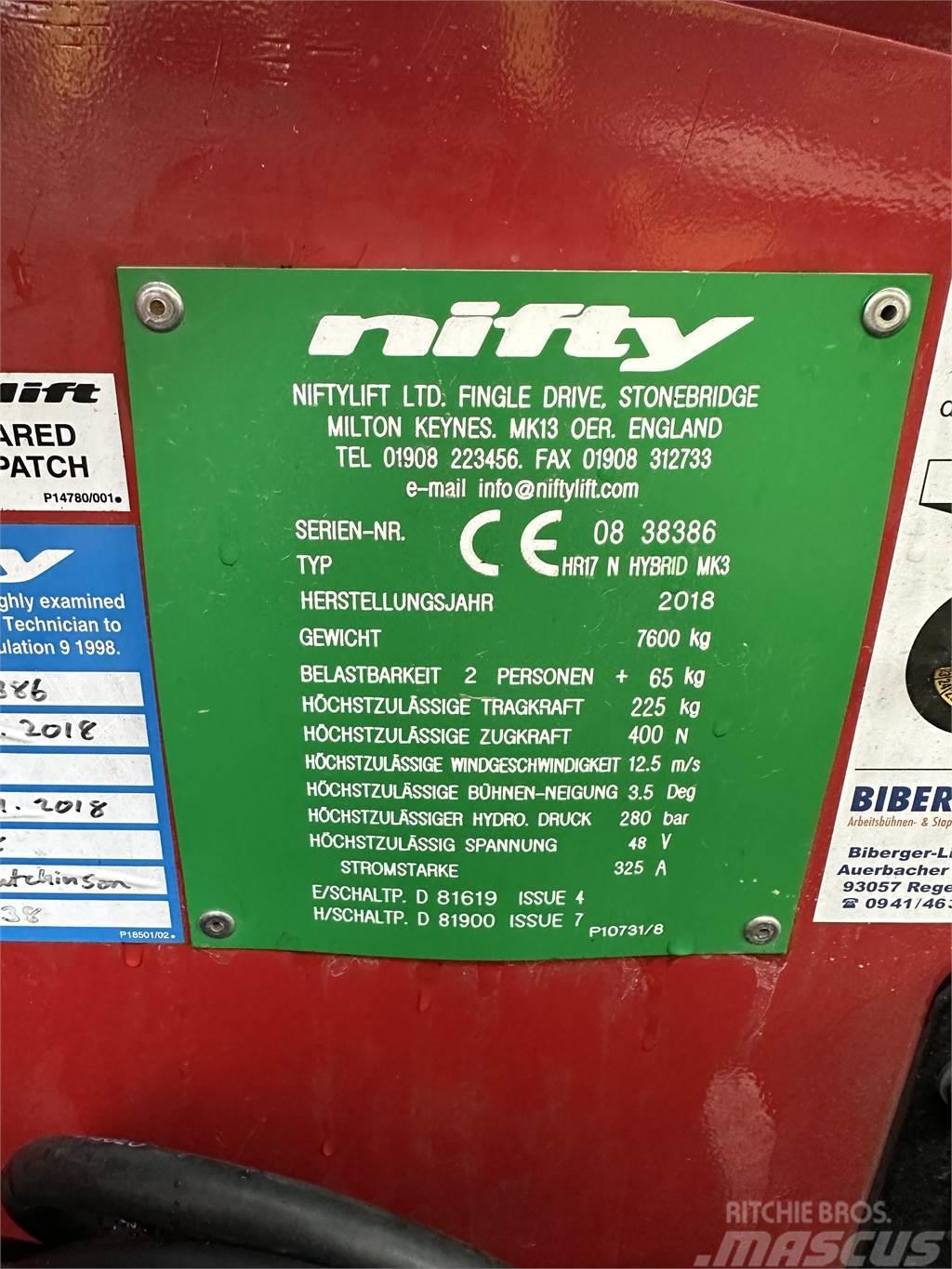 Niftylift HR 17 N HYBRID MK3 Iseliikuvad poomtõstukid