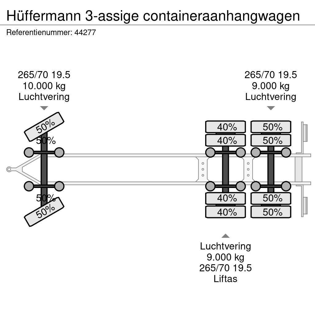 Hüffermann 3-assige containeraanhangwagen Konteinerveohaagised