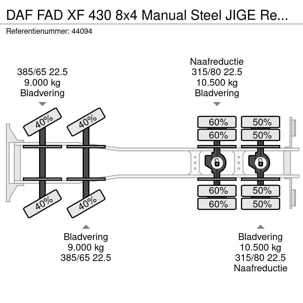 DAF FAD XF 430 8x4 Manual Steel JIGE Recovery truck Puksiirid