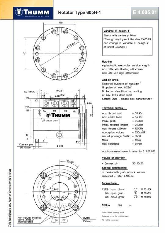 Thumm 605 H-1 Hydraulic rotator 5 Ton Pöördpead