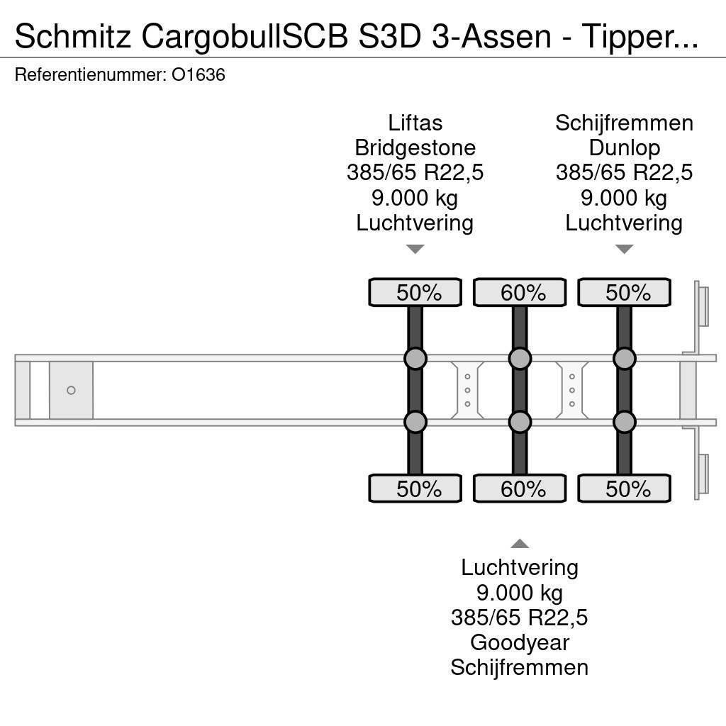 Schmitz Cargobull SCB S3D 3-Assen - Tipper 46m³ - Steel/Steel - Lift Kallur-poolhaagised
