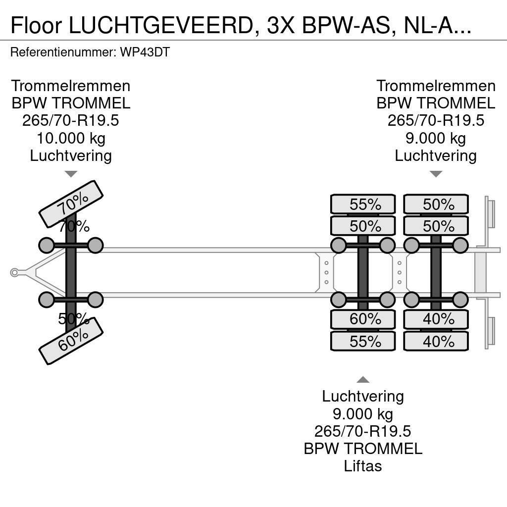 Floor LUCHTGEVEERD, 3X BPW-AS, NL-AANHANGER Konteinerveohaagised
