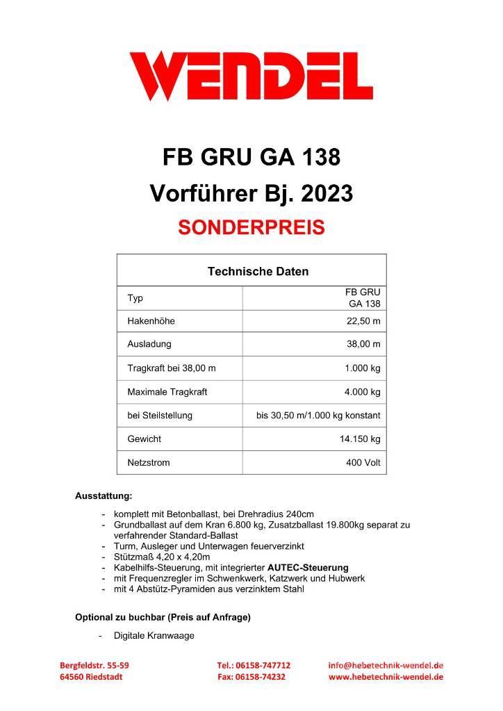 FB GRU GA 138 - Turmdrehkran - Baukran - Kran Tornkraanad
