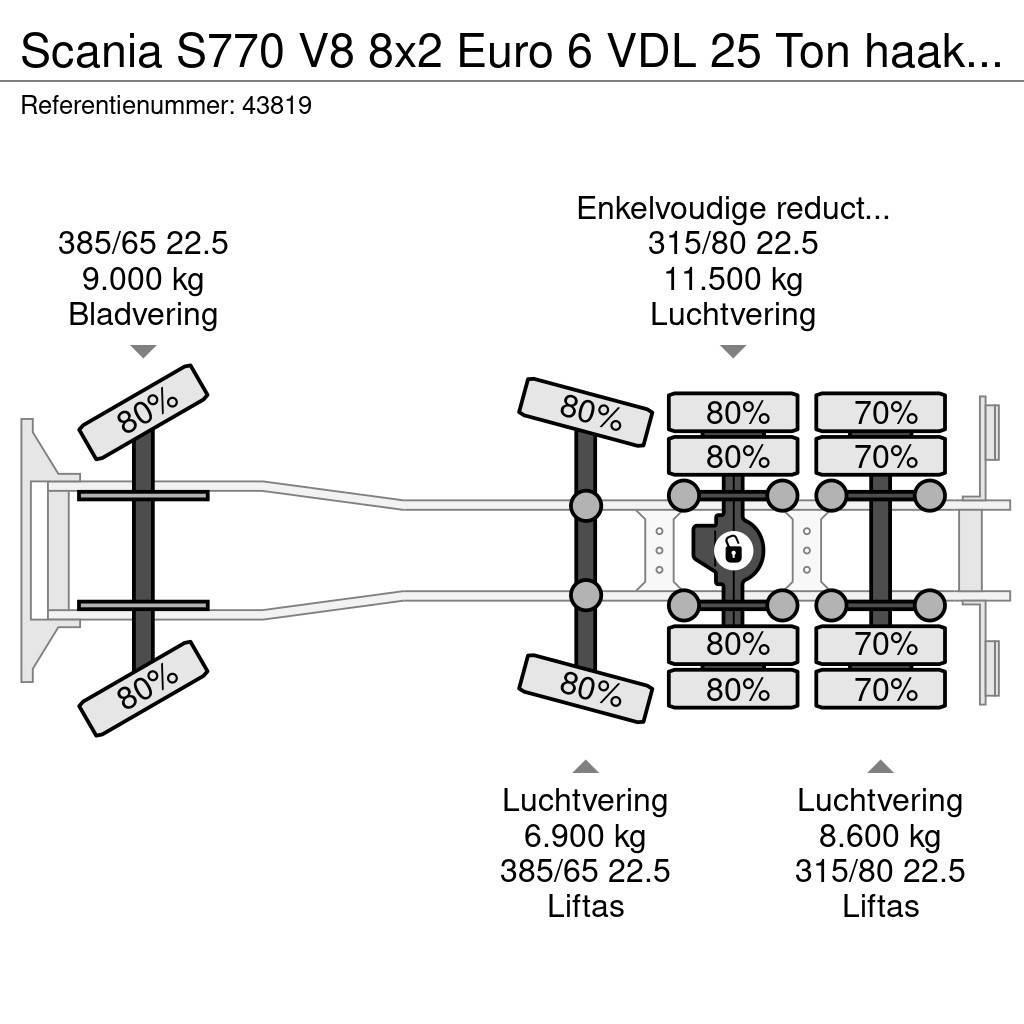 Scania S770 V8 8x2 Euro 6 VDL 25 Ton haakarmsysteem Just Konksliftveokid
