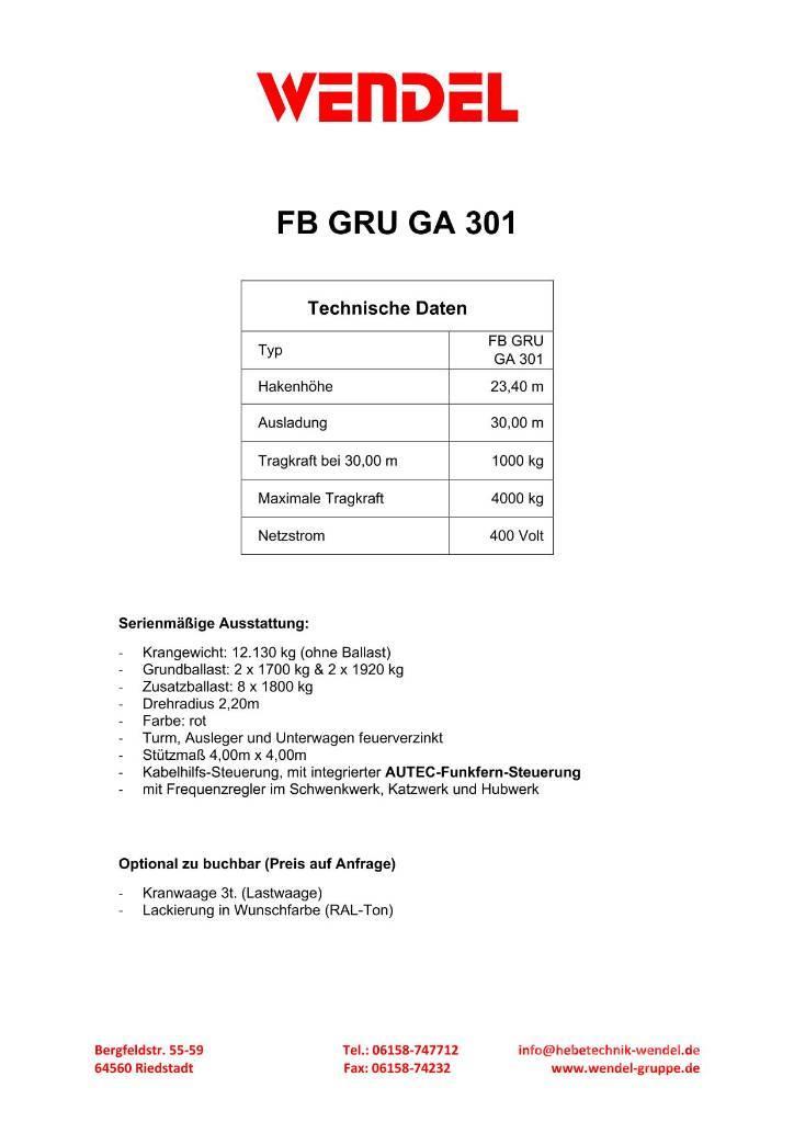 FB GRU GA 301 - Turmdrehkran - Baukran - Kran Tornkraanad
