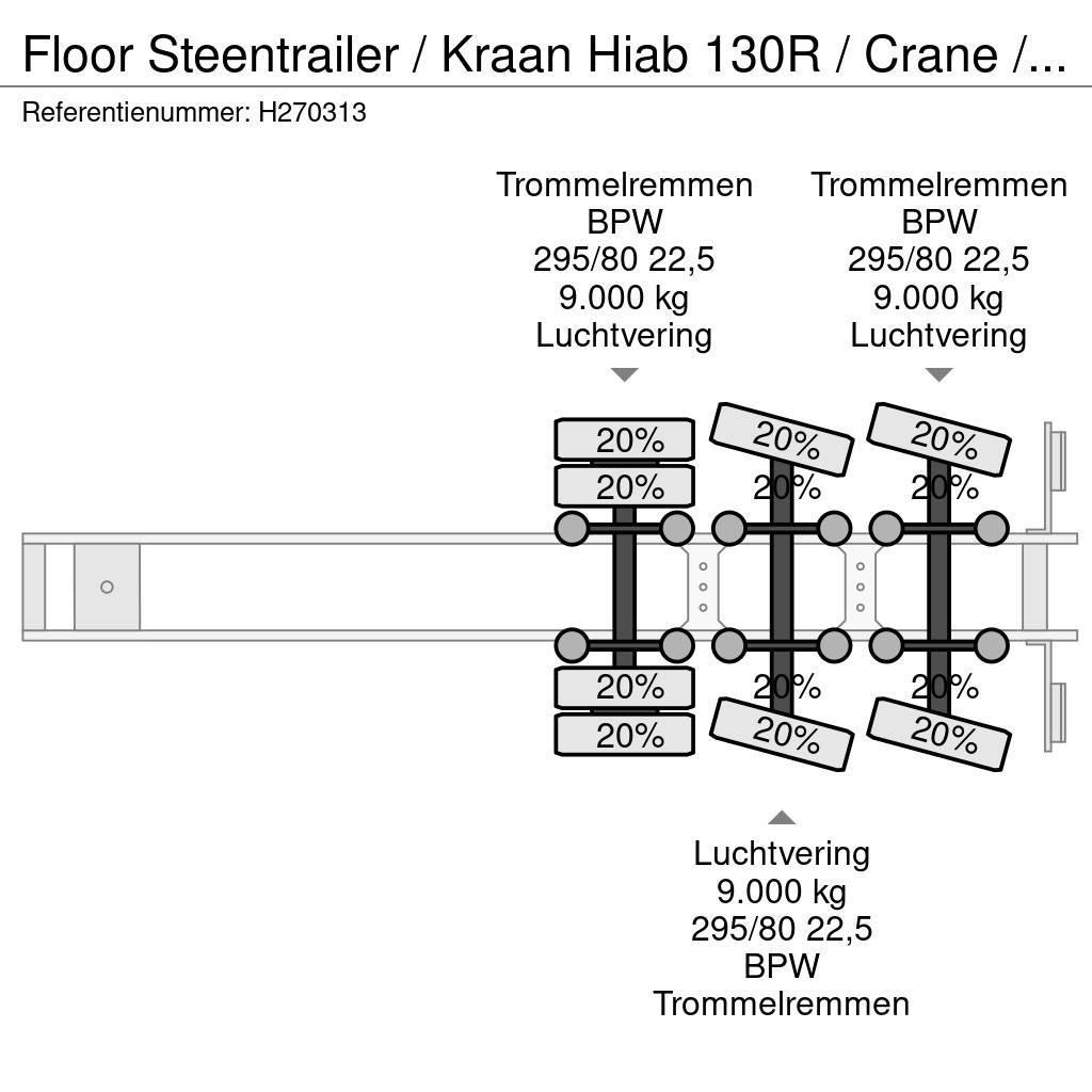 Floor Steentrailer / Kraan Hiab 130R / Crane / Grua Madelpoolhaagised