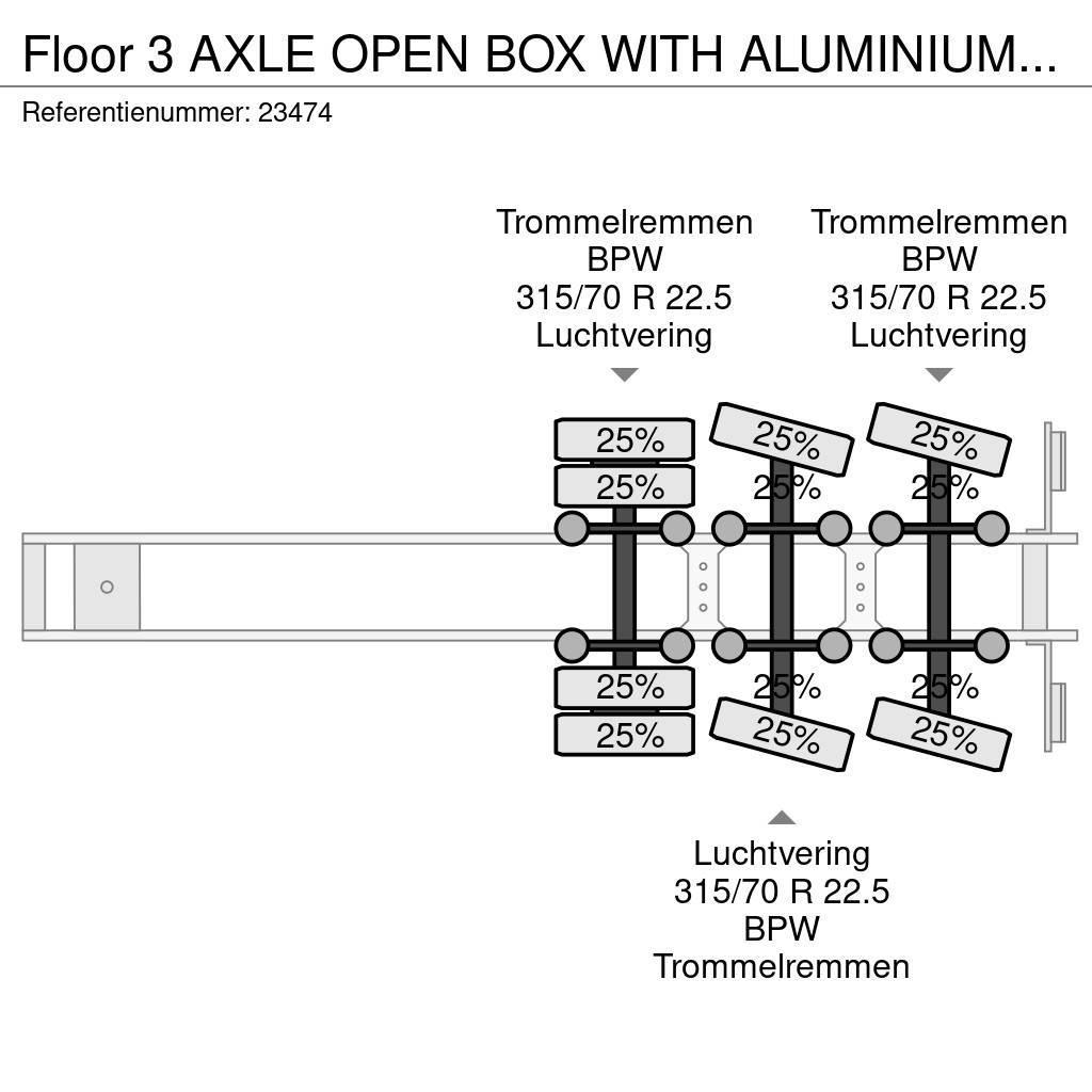 Floor 3 AXLE OPEN BOX WITH ALUMINIUM SIDE BOARDS Madelpoolhaagised