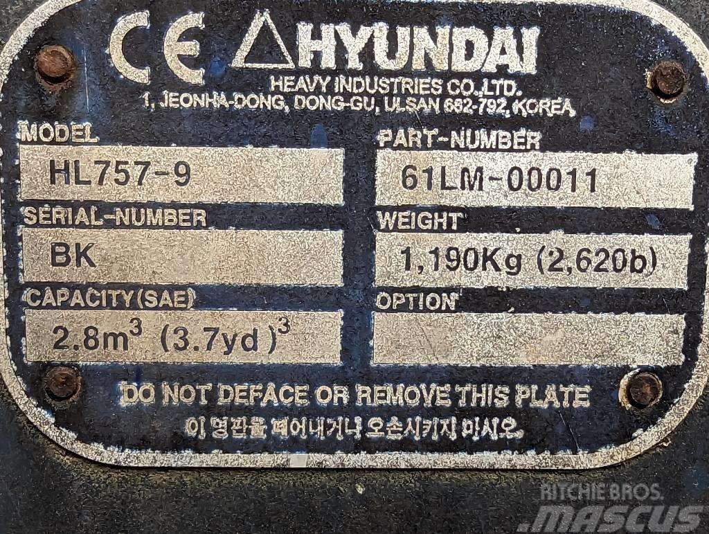 Hyundai WLoader Bucket HL 757-9 Muud osad