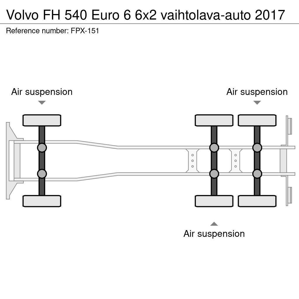 Volvo FH 540 Euro 6 6x2 vaihtolava-auto 2017 Konksliftveokid