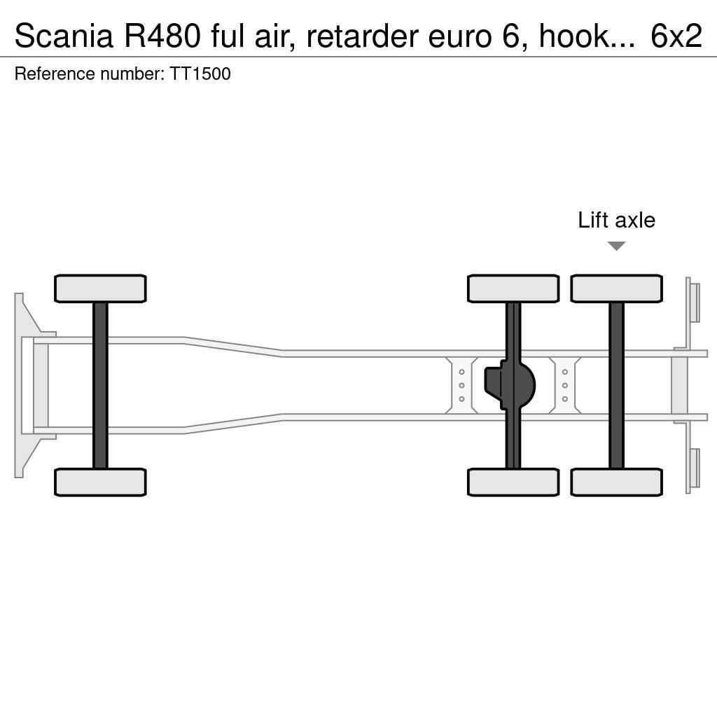 Scania R480 ful air, retarder euro 6, hooklift Konksliftveokid
