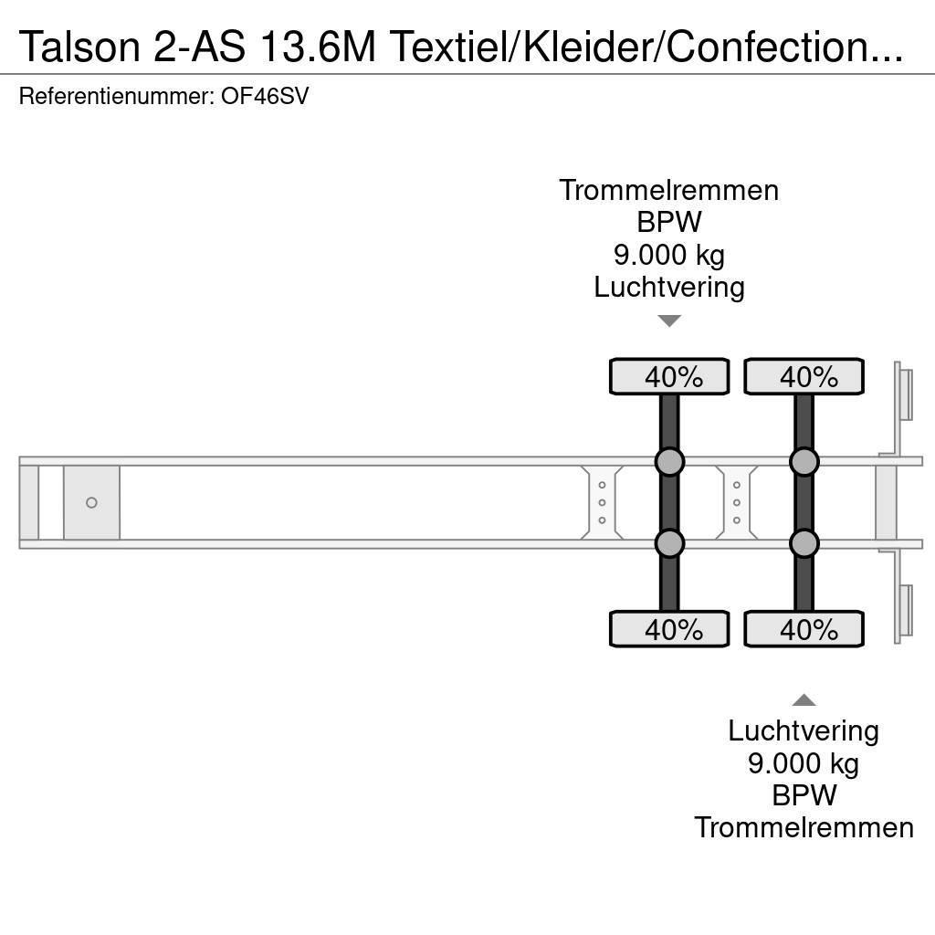 Talson 2-AS 13.6M Textiel/Kleider/Confection ABS APK/TUV Furgoonpoolhaagised