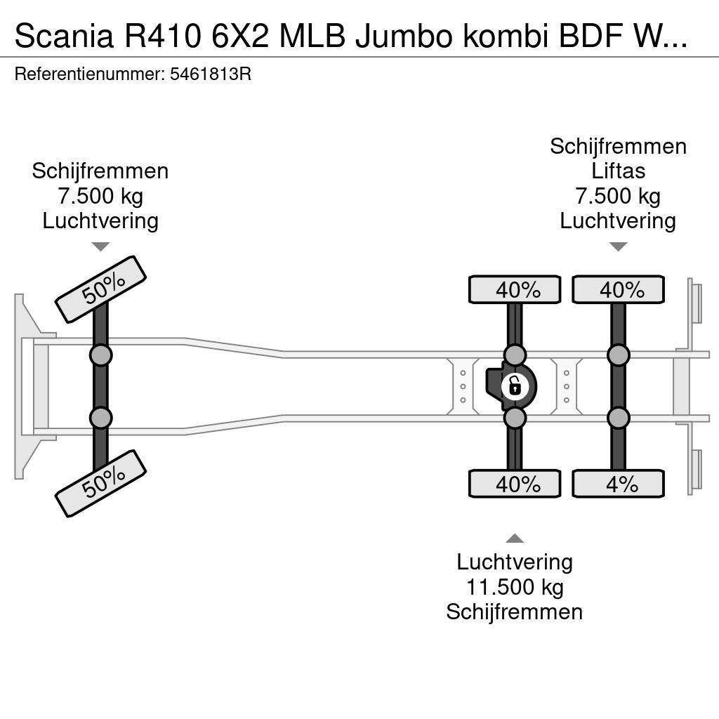 Scania R410 6X2 MLB Jumbo kombi BDF Wechsel Hubdach Retar Trossüsteemiga vahetuskere veokid