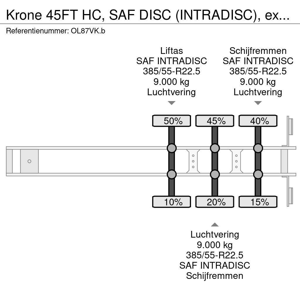Krone 45FT HC, SAF DISC (INTRADISC), extendable front+ r Konteinerveo poolhaagised