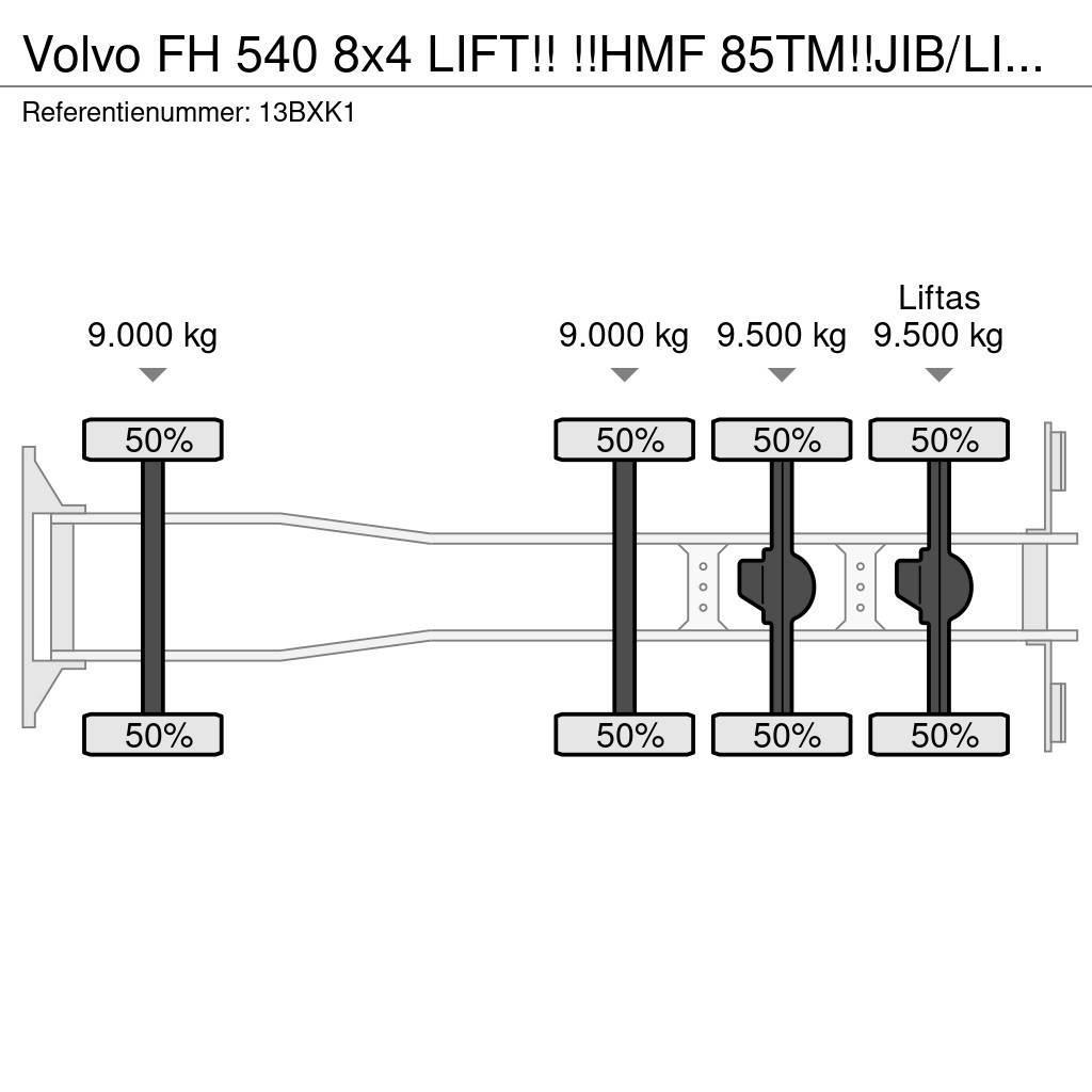 Volvo FH 540 8x4 LIFT!! !!HMF 85TM!!JIB/LIER/WINCH!!2018 Maastikutõstukid