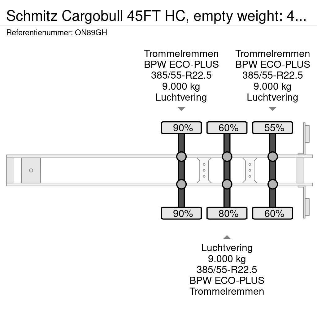 Schmitz Cargobull 45FT HC, empty weight: 4.240kg, BPW+drum, NL-chass Konteinerveo poolhaagised