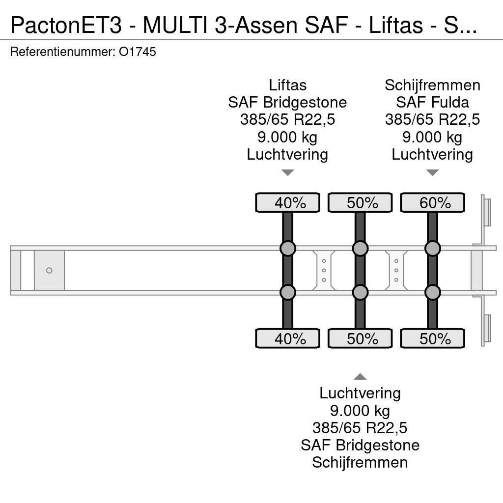 Pacton ET3 - MULTI 3-Assen SAF - Liftas - Schijfremmen - Konteinerveo poolhaagised