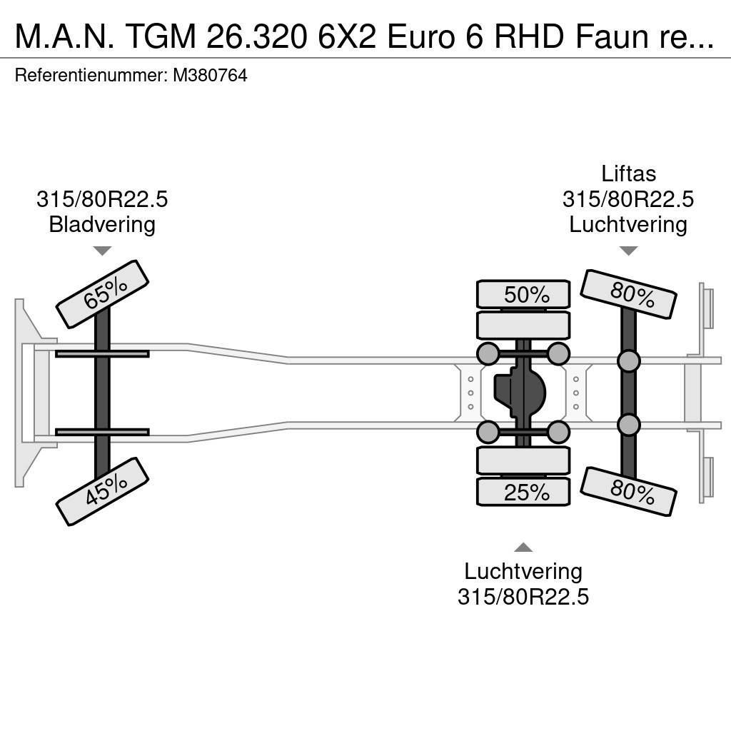 MAN TGM 26.320 6X2 Euro 6 RHD Faun refuse truck Prügiautod