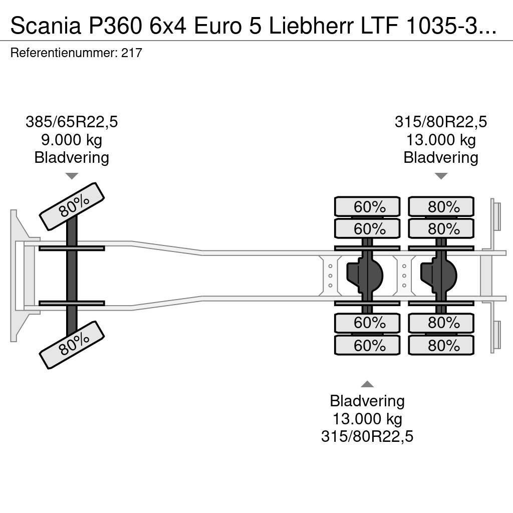 Scania P360 6x4 Euro 5 Liebherr LTF 1035-3.1 Radio Remote Maastikutõstukid