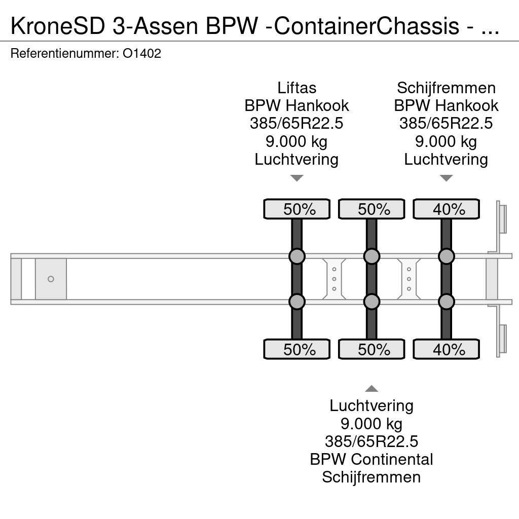 Krone SD 3-Assen BPW -ContainerChassis - Achterschuiver Konteinerveo poolhaagised