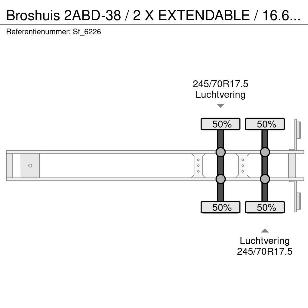 Broshuis 2ABD-38 / 2 X EXTENDABLE / 16.62 mtr BED / Raskeveo poolhaagised