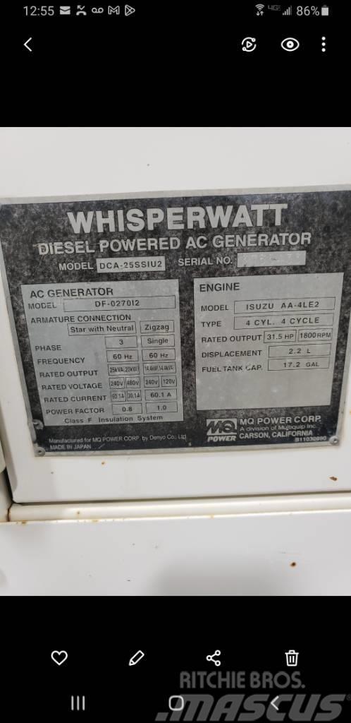 Whisperwatt Diesel Powered AC Generator DF-027012 Diiselgeneraatorid