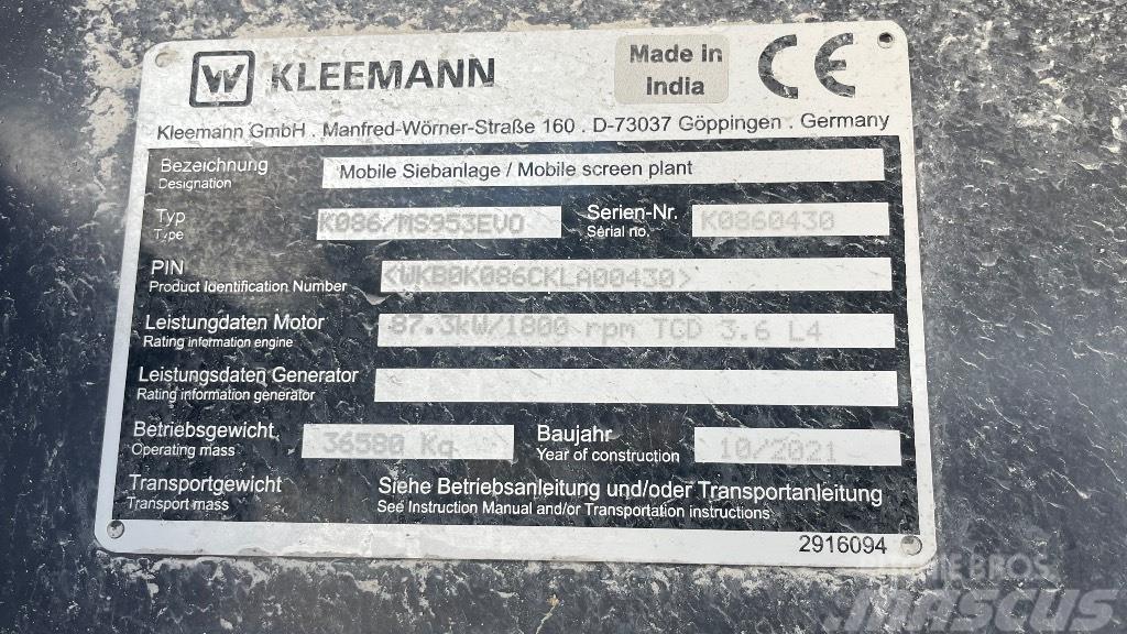 Kleemann 953 Sõelad