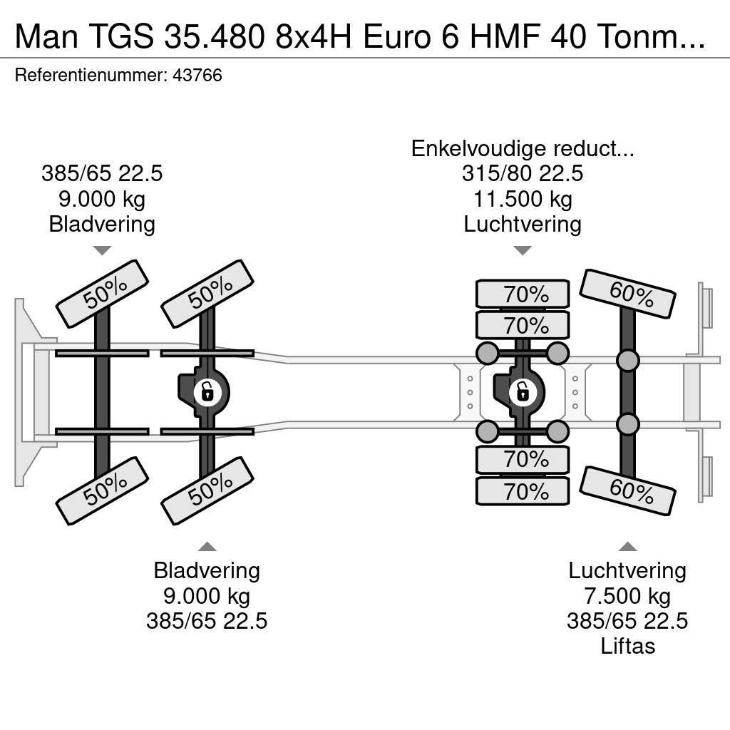 MAN TGS 35.480 8x4H Euro 6 HMF 40 Tonmeter laadkraan + Maastikutõstukid