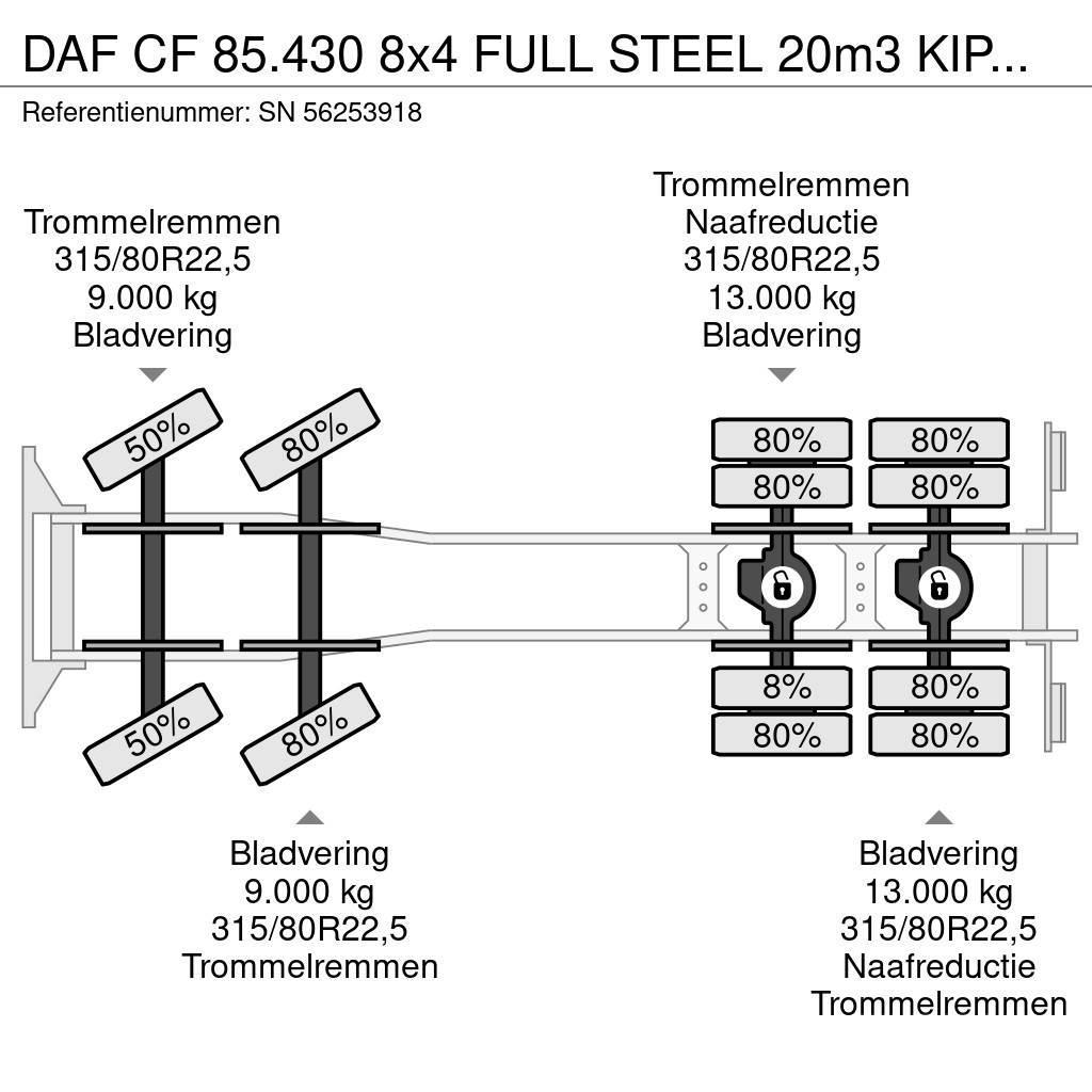 DAF CF 85.430 8x4 FULL STEEL 20m3 KIPPER (EURO 3 / ZF1 Kallurid
