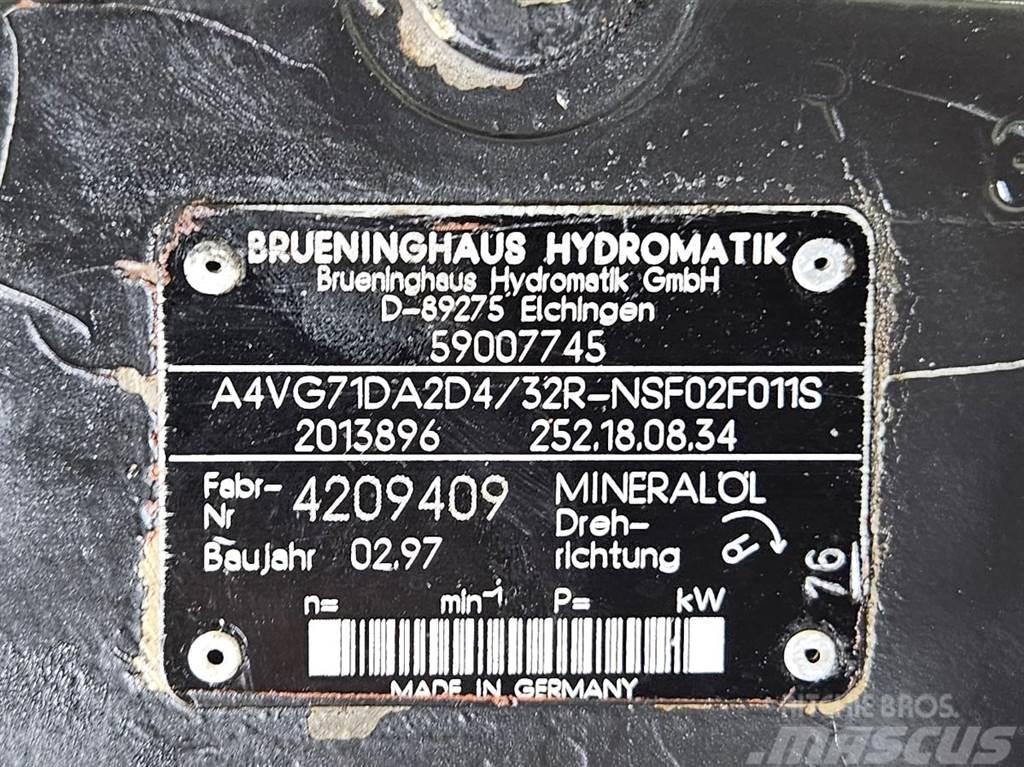 Brueninghaus Hydromatik A4VG71DA2D4/32R-Drive pump/Fahrpumpe Hüdraulika