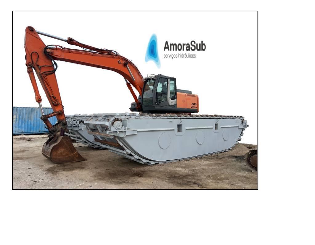  Amphibious Excavateur Hitachi 250 Long Reach 250 Amfiib ekskavaatorid