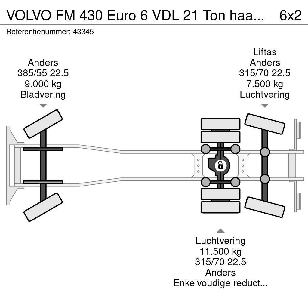 Volvo FM 430 Euro 6 VDL 21 Ton haakarmsysteem Konteinerveokid