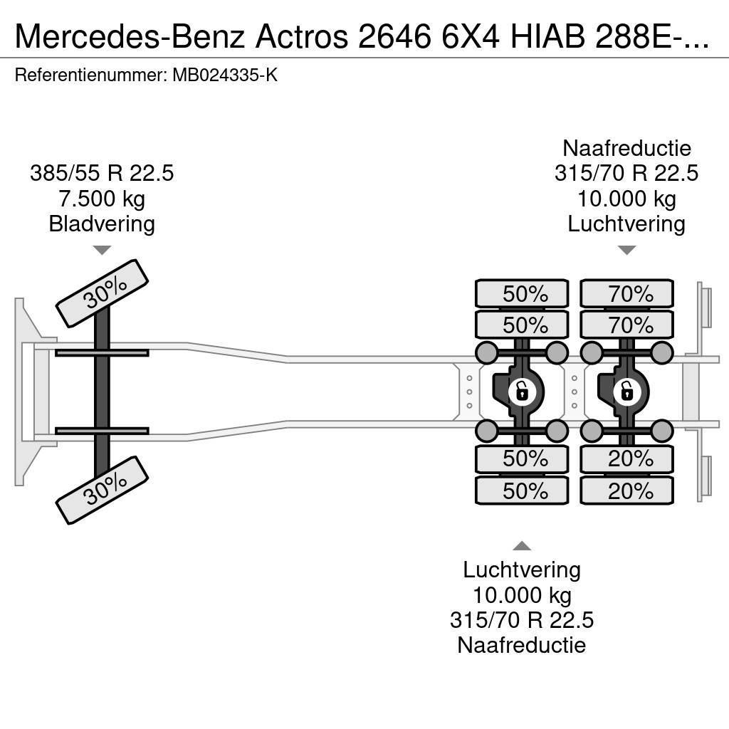 Mercedes-Benz Actros 2646 6X4 HIAB 288E-6 HiPro + FLYJIB 70X + R Maastikutõstukid