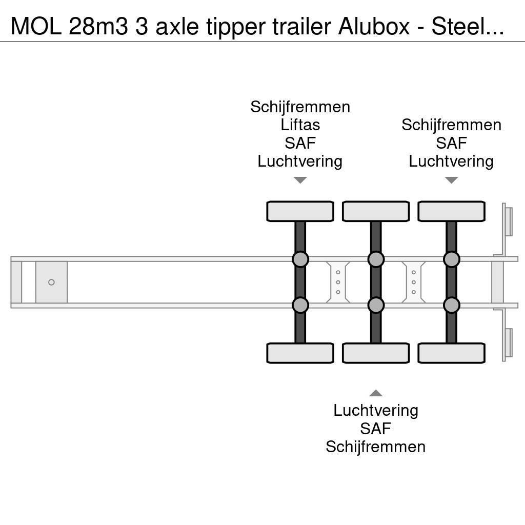 MOL 28m3 3 axle tipper trailer Alubox - Steelchassis ( Kallur-poolhaagised