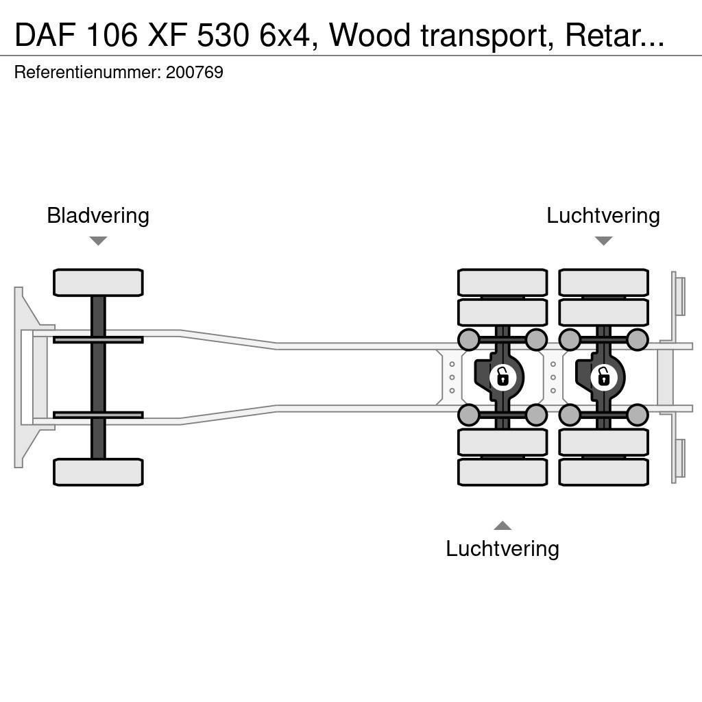 DAF 106 XF 530 6x4, Wood transport, Retarder, Loglift Metsaveokid