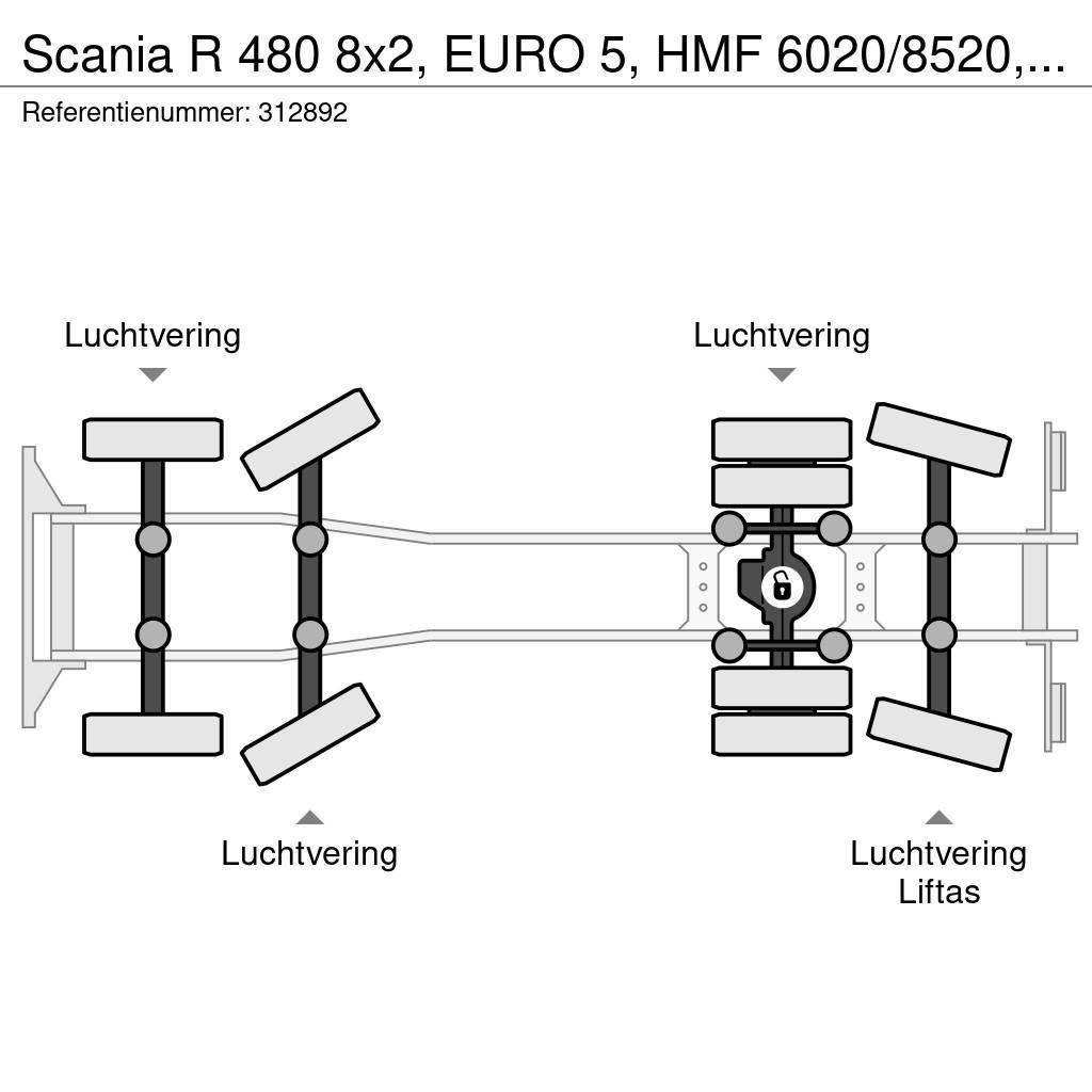 Scania R 480 8x2, EURO 5, HMF 6020/8520, Remote, Standair Madelautod