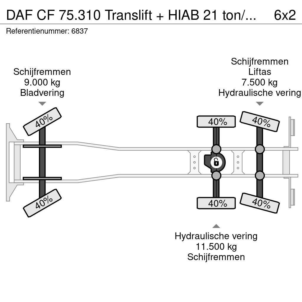 DAF CF 75.310 Translift + HIAB 21 ton/meter crane 185. Prügiautod