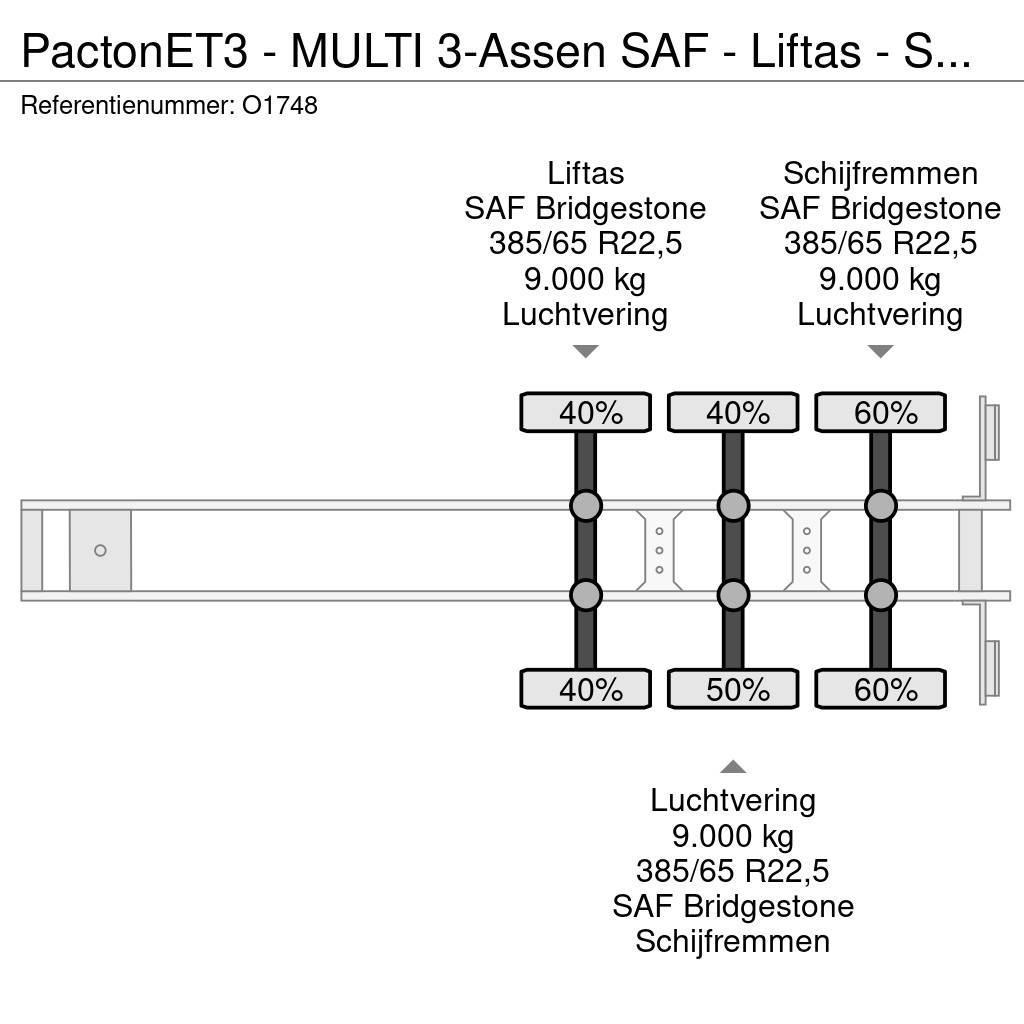 Pacton ET3 - MULTI 3-Assen SAF - Liftas - Schijfremmen - Konteinerveo poolhaagised