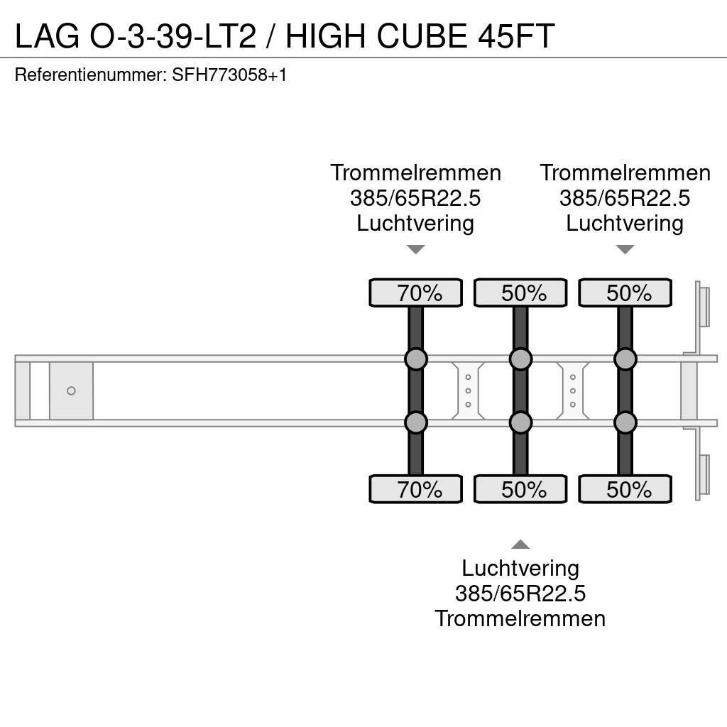 LAG O-3-39-LT2 / HIGH CUBE 45FT Konteinerveo poolhaagised