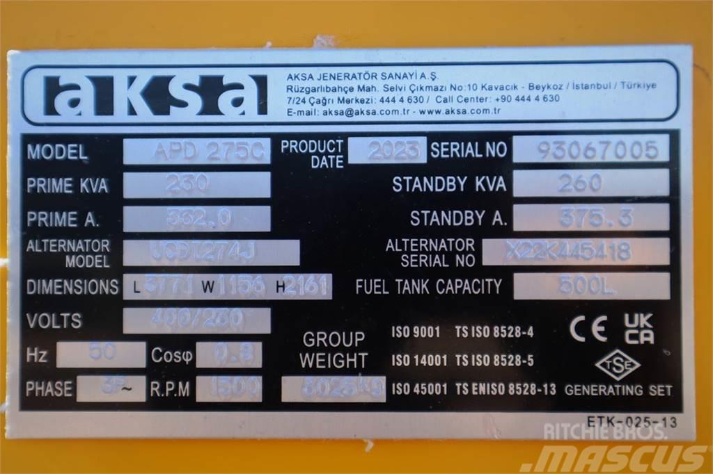 AKSA APD275C Valid inspection, *Guarantee! Diesel, 275 Diiselgeneraatorid