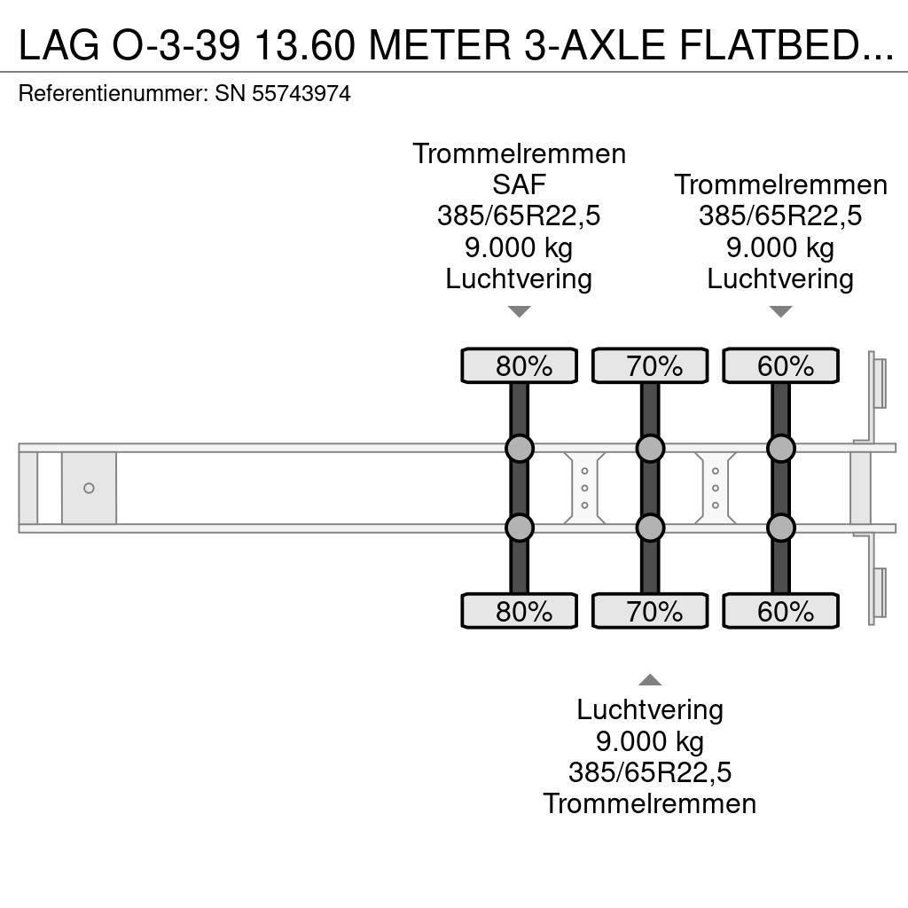 LAG O-3-39 13.60 METER 3-AXLE FLATBED (DRUM BRAKES / A Madelpoolhaagised