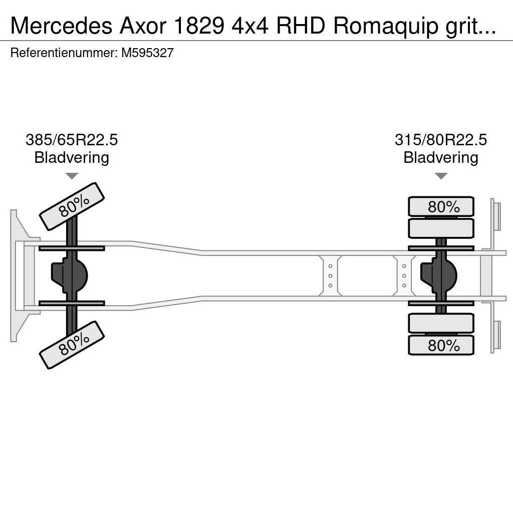 Mercedes-Benz Axor 1829 4x4 RHD Romaquip gritter / salt spreader Vaakumautod