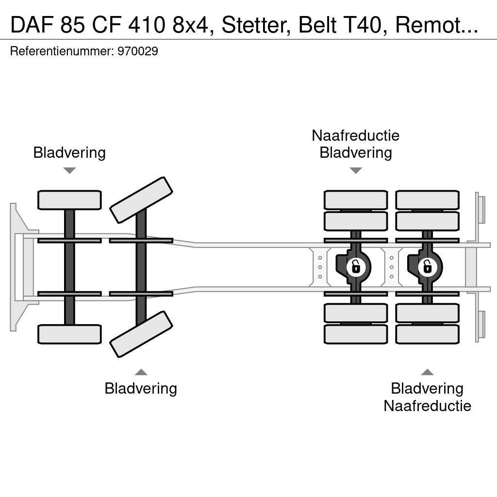 DAF 85 CF 410 8x4, Stetter, Belt T40, Remote, Steel su Betooniveokid