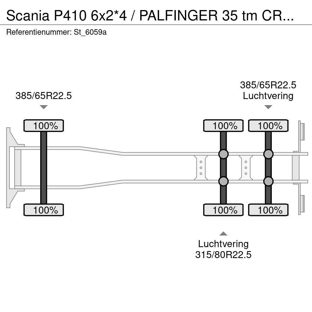 Scania P410 6x2*4 / PALFINGER 35 tm CRANE + WINCH Kraanaga veokid