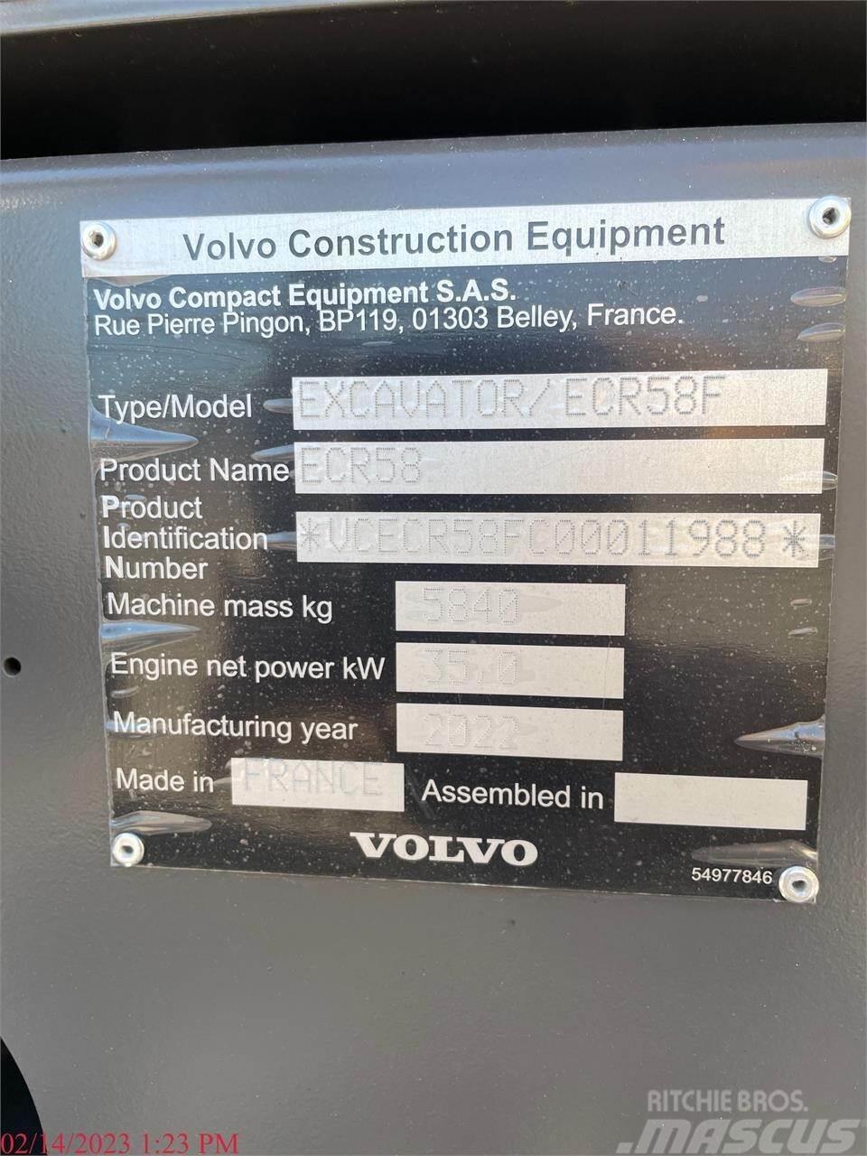 Volvo ECR58F Roomikekskavaatorid