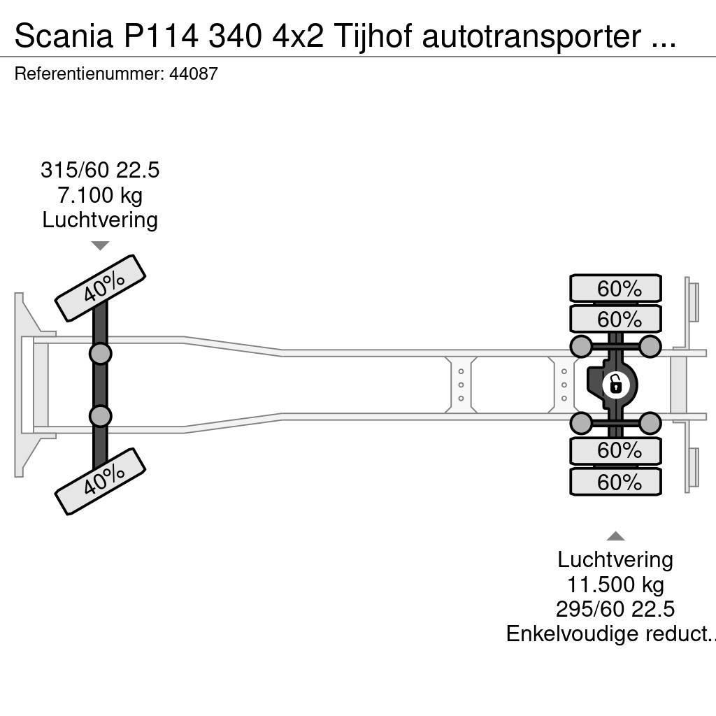 Scania P114 340 4x2 Tijhof autotransporter met hydraulisc Autoveokid